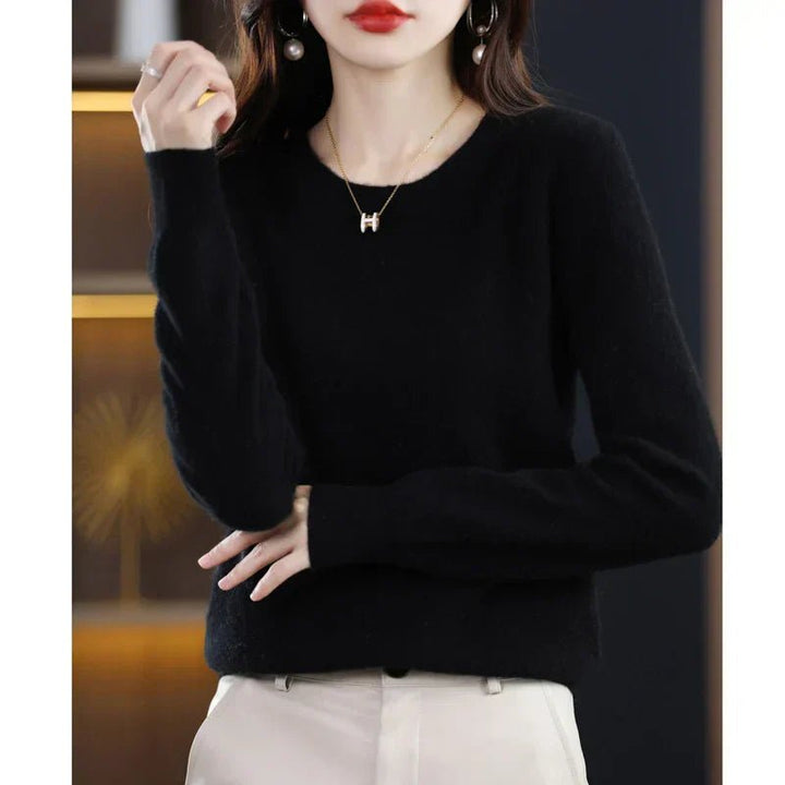 Lioraine | Women's Cozy Classic and Comfortable Cashmere Crew Neck Sweater — Black
