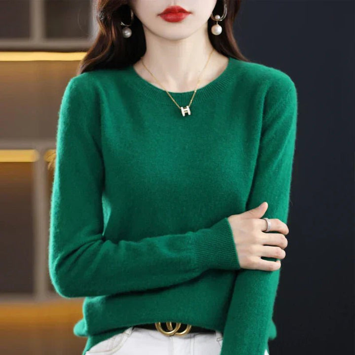 Lioraine | Women's Cozy Classic and Comfortable Cashmere Crew Neck Sweater — Dark Green