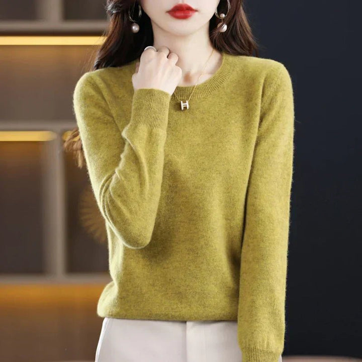 Lioraine | Women's Cozy Classic and Comfortable Cashmere Crew Neck Sweater — Gold