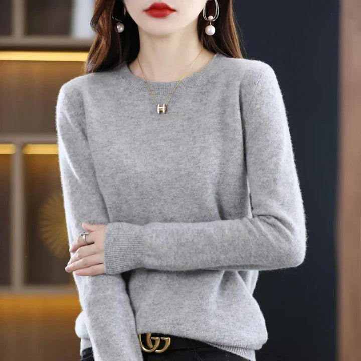 Lioraine | Women's Cozy Classic and Comfortable Cashmere Crew Neck Sweater — Gray