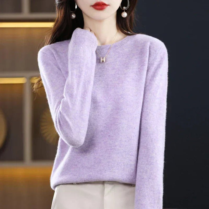 Lioraine | Women's Cozy Classic and Comfortable Cashmere Crew Neck Sweater — Light Purple