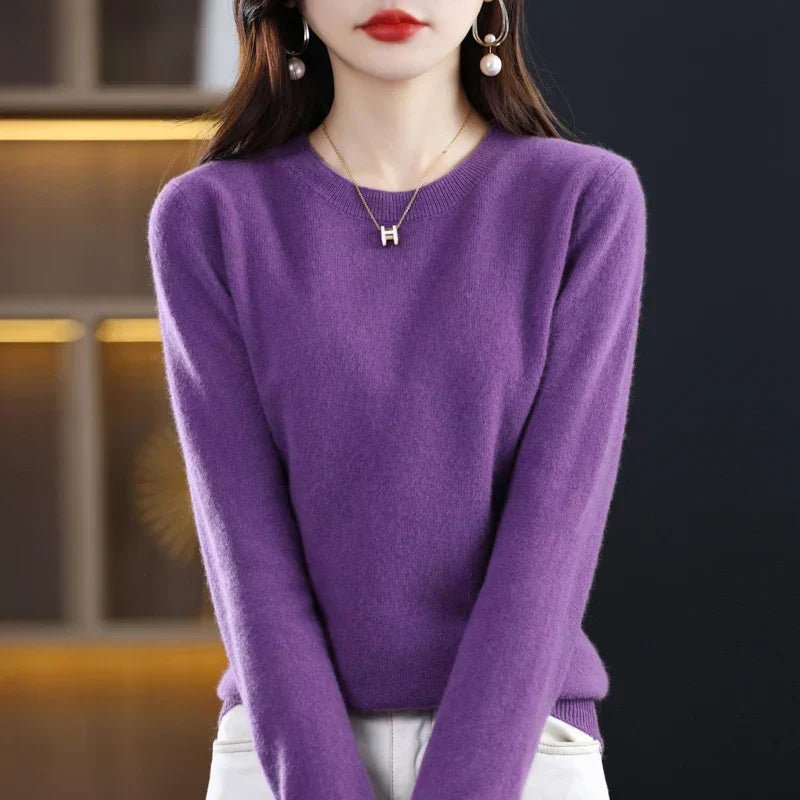Lioraine | Women's Cozy Classic and Comfortable Cashmere Crew Neck Sweater — Purple