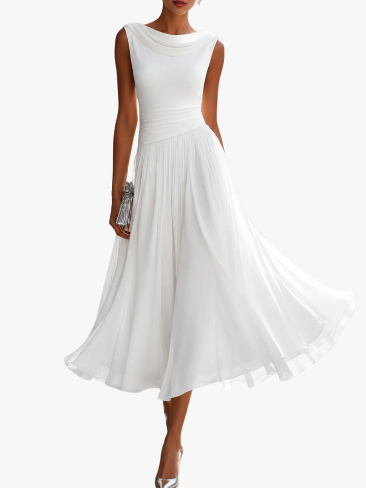 Liornova | Women's Pleated Wedding Guest Midi Cocktail Dress