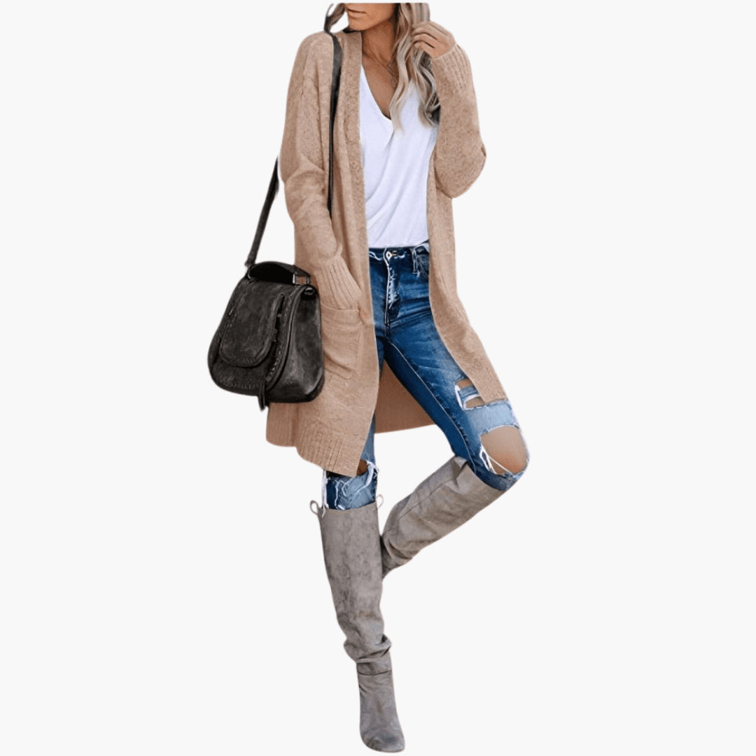 Liseoura | Women's Open Front Longline Knit Cardigan