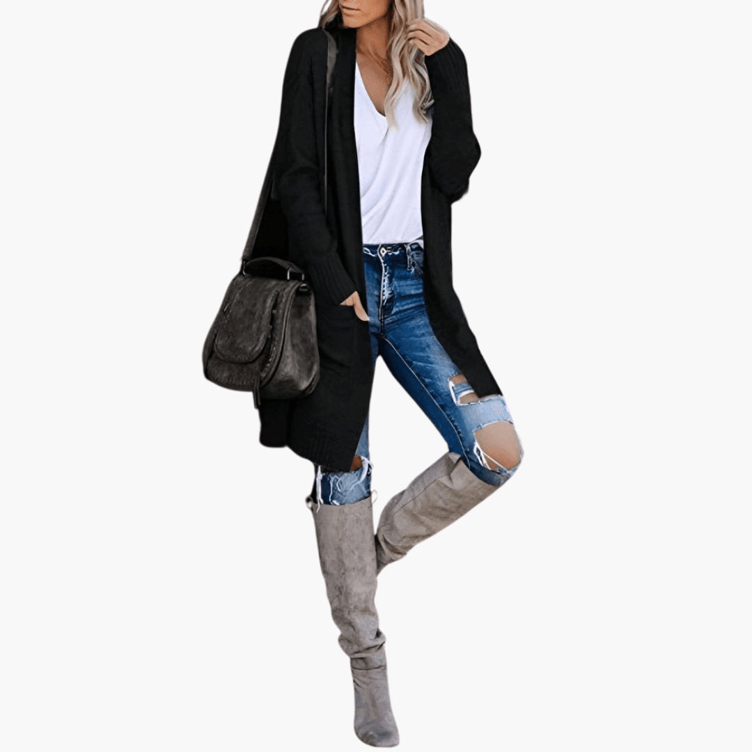 Liseoura | Women's Open Front Longline Knit Cardigan