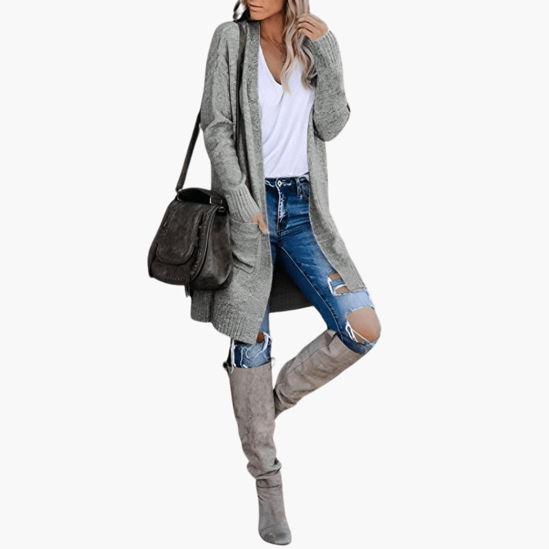 Liseoura | Women's Open Front Longline Knit Cardigan