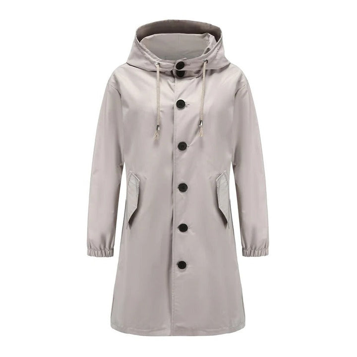 Lisettecine | Women's Casual Stretch Minimal Button Front Rain Coat Tops — S