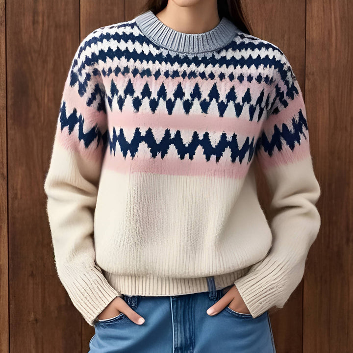 Lisetteita | Women's Cozy Comfortable Fair Isle Knit Sweater — 2