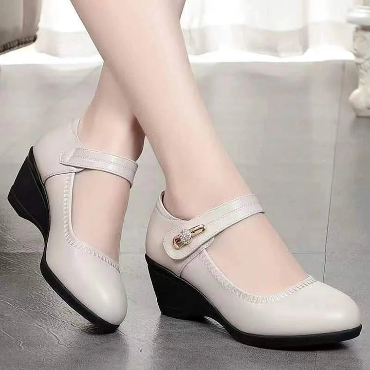 Livoura | Women's Block Heel COMFORTABLE ELEGANT HEELS — Beige