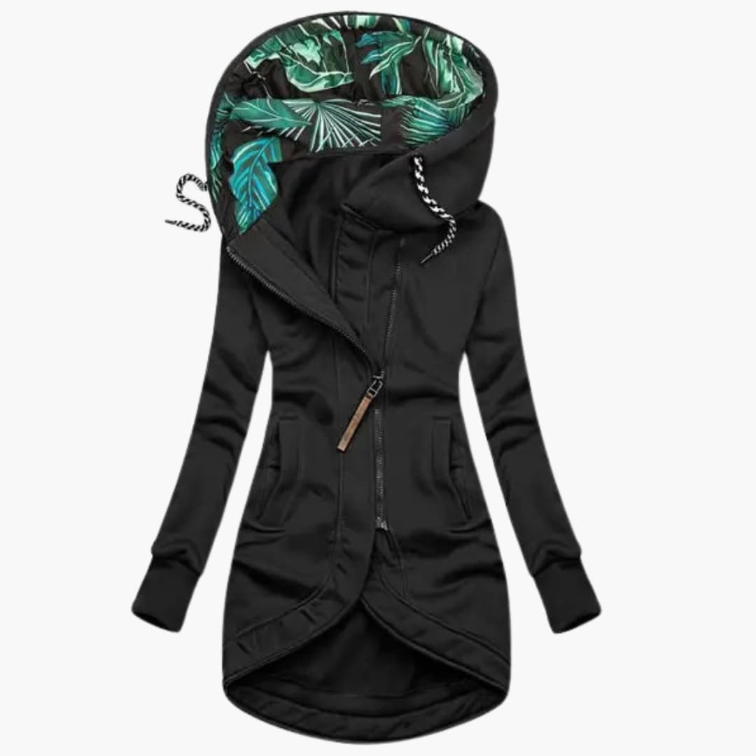 Livria | Women's Hooded Insulated Jacket with Zip Front — Black