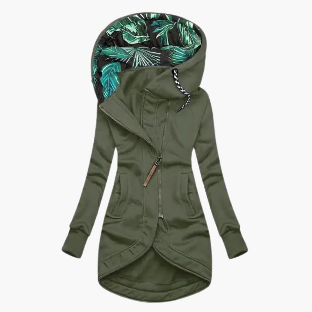 Livria | Women's Hooded Insulated Jacket with Zip Front — Green