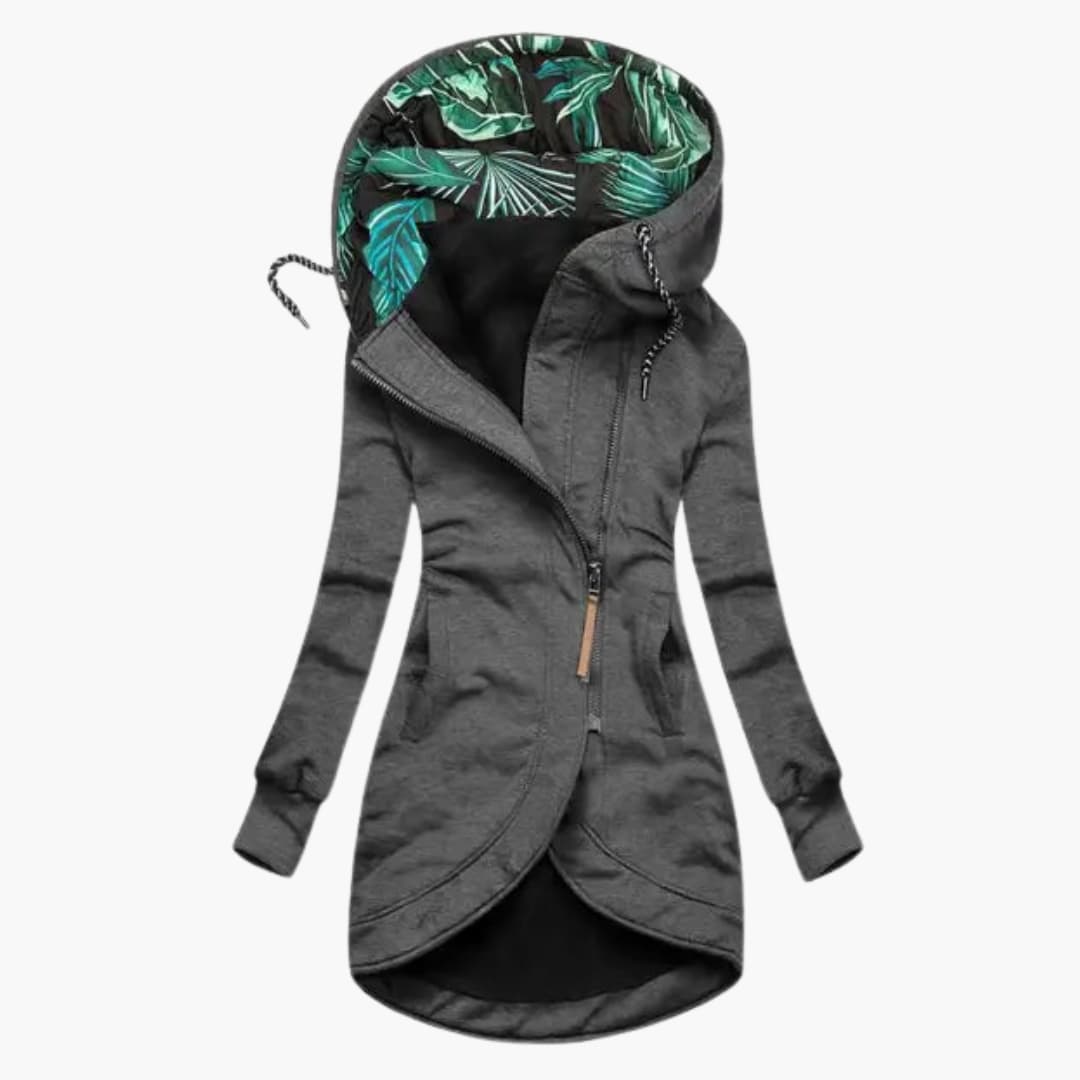 Livria | Women's Hooded Insulated Jacket with Zip Front — Grey