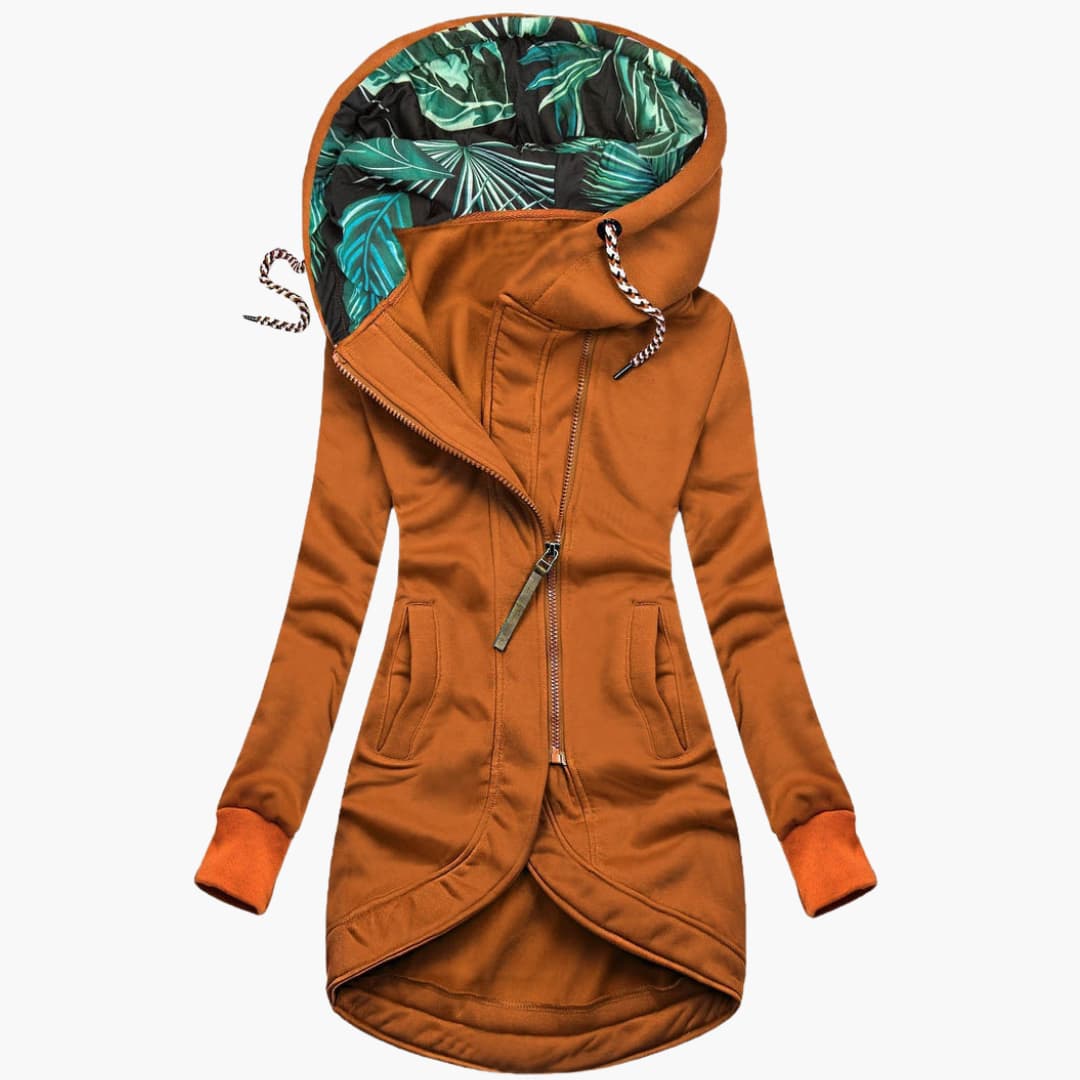 Livria | Women's Hooded Insulated Jacket with Zip Front — Orange