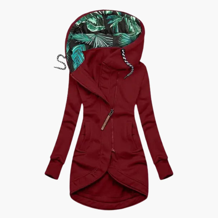 Livria | Women's Hooded Insulated Jacket with Zip Front — Red