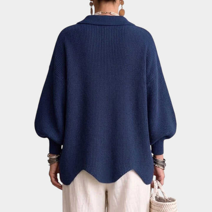 Lumilyn | Women's Cozy Knit Cardigan Gold Button Oversized — 2