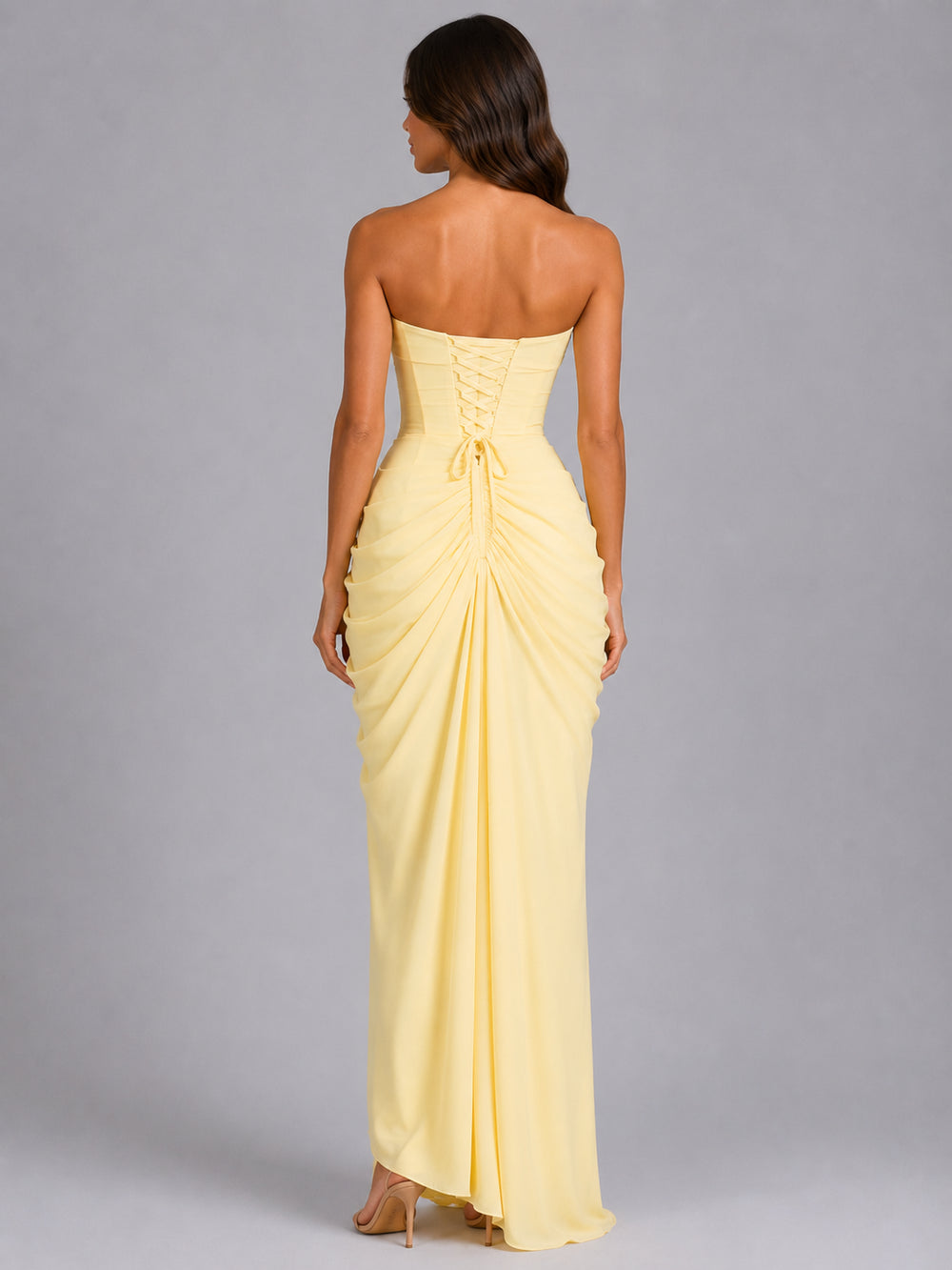 Lyraisse | Women's Elegant Strapless Draped Wedding Guest Maxi Dress Dresses — 2