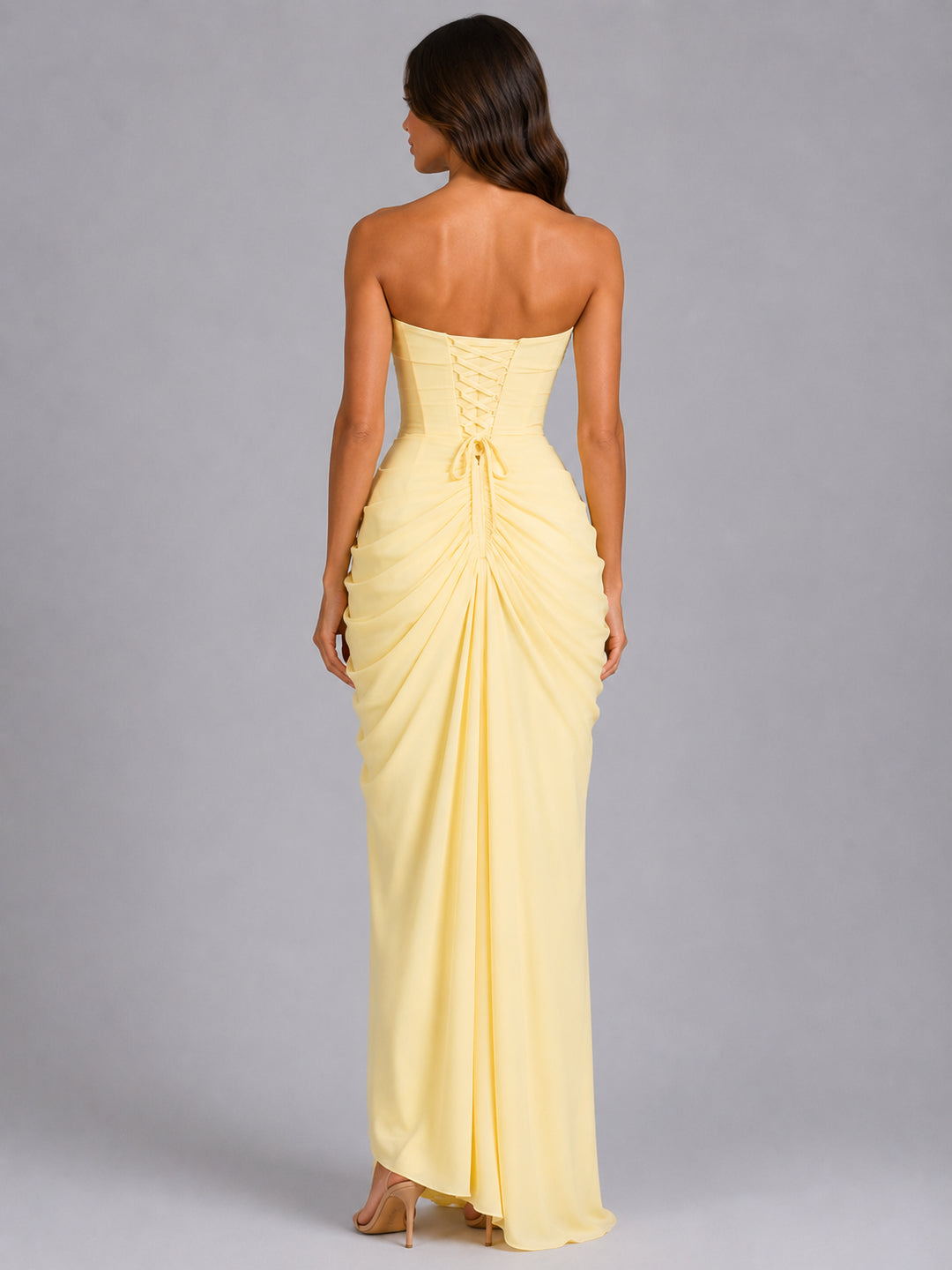 Lyraisse | Women's Elegant Strapless Draped Wedding Guest Maxi Dress Dresses — 2
