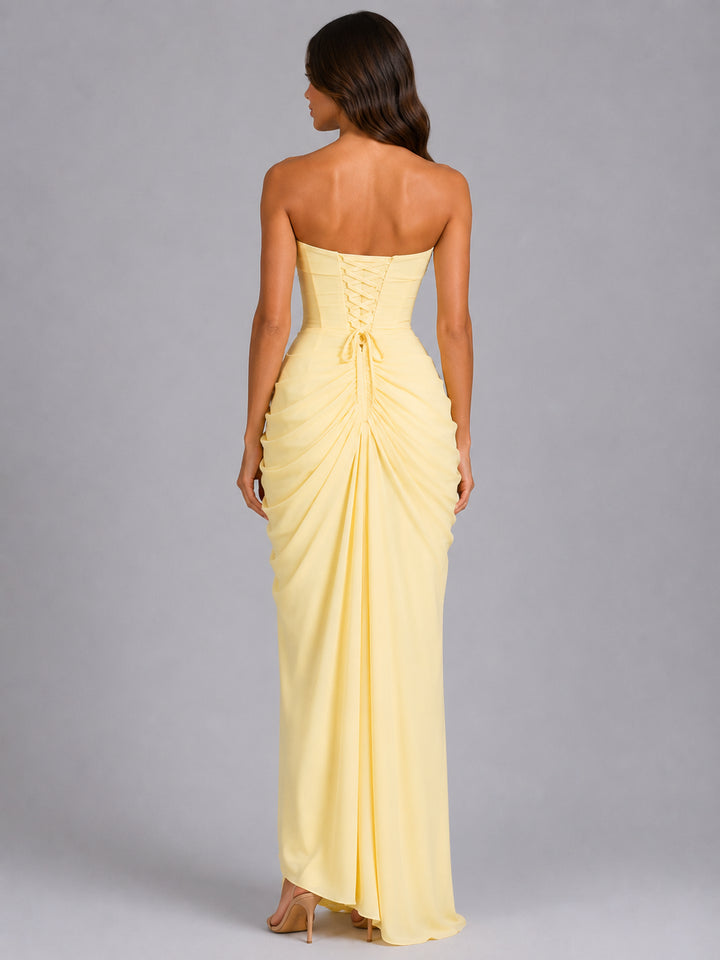Lyraisse | Women's Elegant Strapless Draped Wedding Guest Maxi Dress Dresses — 2