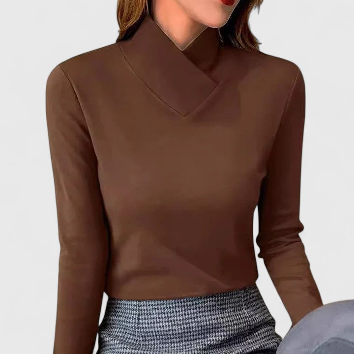 Lyralyn | Women's Knit Cozy Stylish And Timeless Turtleneck Sweater — Brown