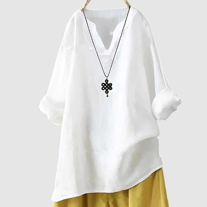 Lightweight casual shirt with flowing fit on plain background