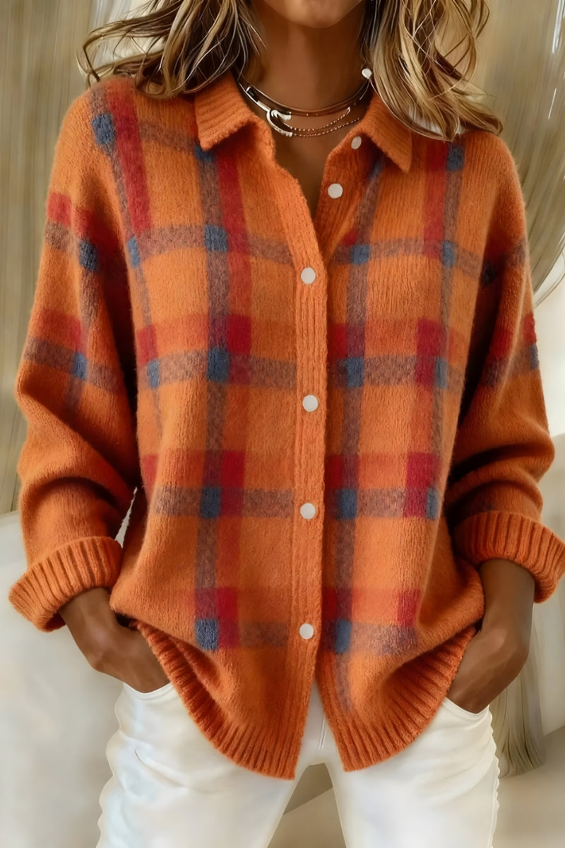 Maedessa | Women's Cozy Soft Knit Plaid Cardigan Sweaters — 1