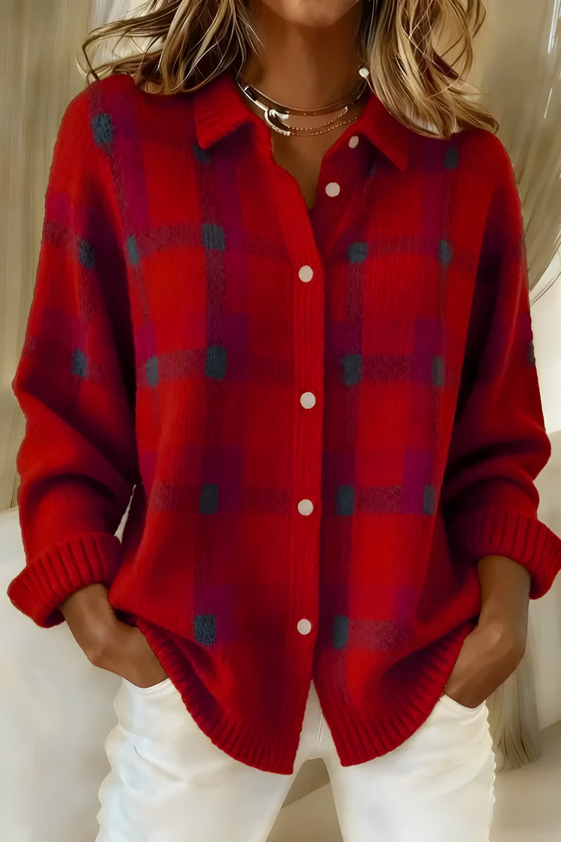 Maedessa | Women's Cozy Soft Knit Plaid Cardigan Sweaters — 2