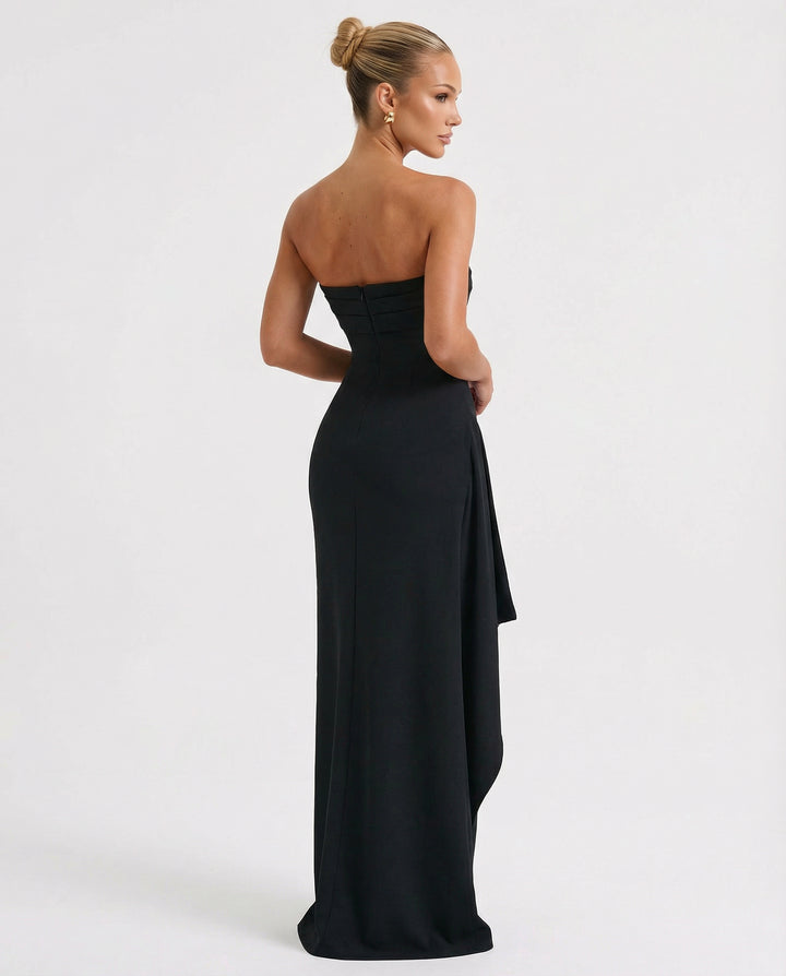 Maelia | Women's Wedding Guest Elegant Strapless Maxi Dress with Ruched Detail and Split Dresses — 2