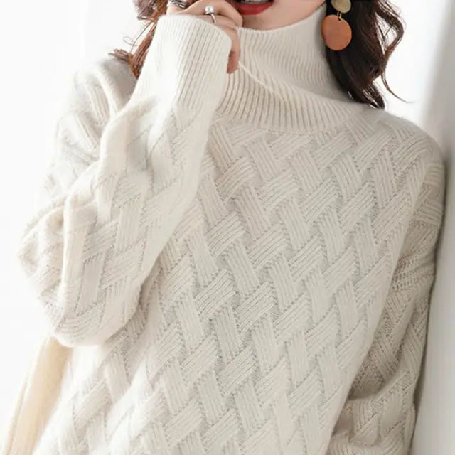 Marenlyn | Women's Turtleneck Sweater Layering - Beige / Camel