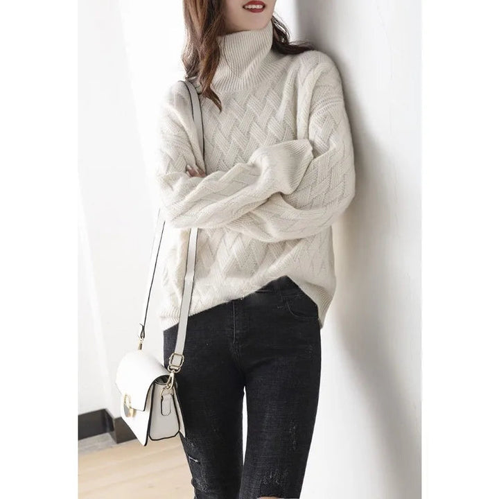 Marenlyn | Women's Turtleneck Sweater Layering - Beige / Camel
