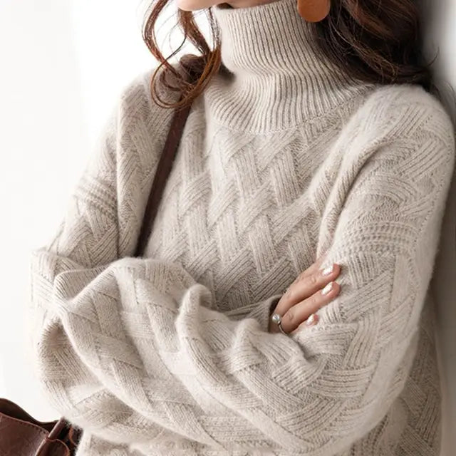Marenlyn | Women's Turtleneck Sweater Layering - Beige / Camel