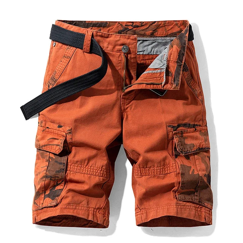 Comfortable cargo shorts with a laid-back style on a plain background.