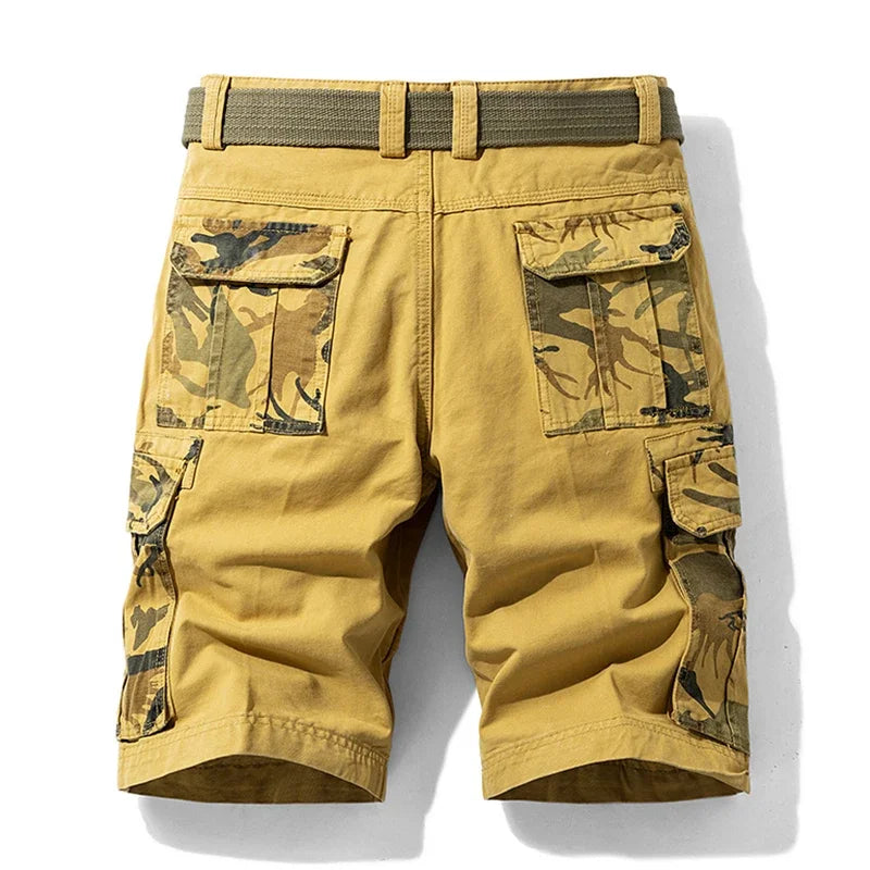 Casual cargo shorts designed for everyday wear on a plain background. 