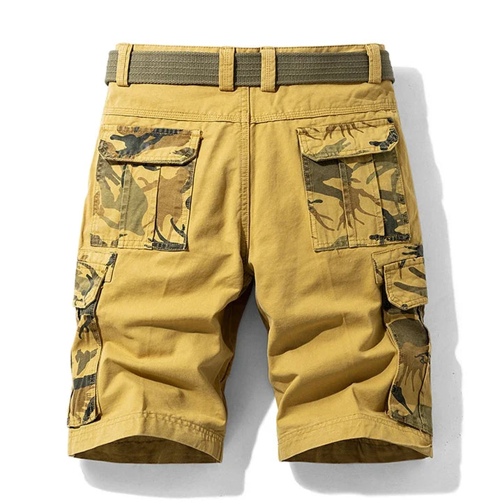 Casual cargo shorts designed for everyday wear on a plain background. 