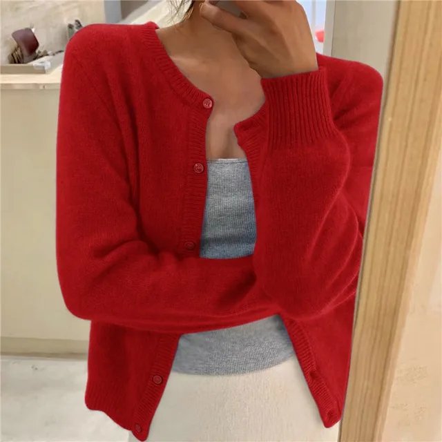 Melisancine | Women's Cardigan Cropped Cashmere Cozy Everyday Wear