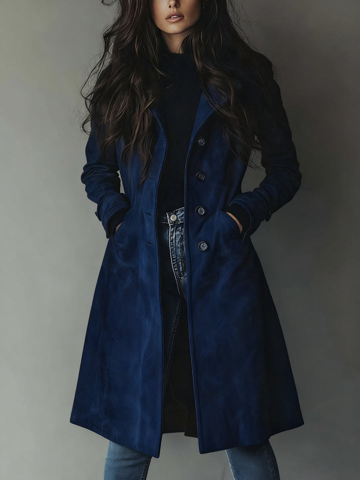 Miracine | Women's Longline Trench Coat with Double-Breasted Front — 1