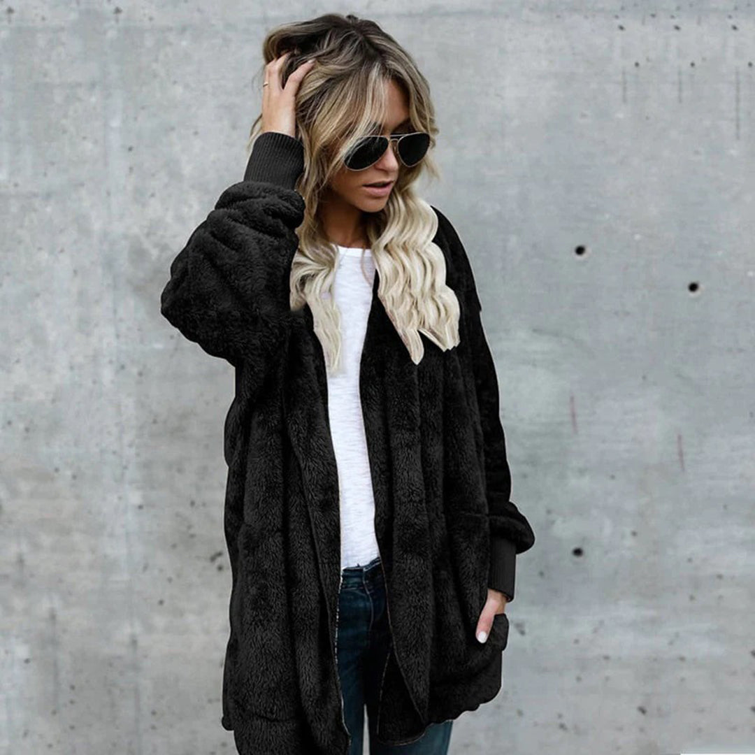 Miraolde | Women's Long Reversible Fleece Hooded Cardigan