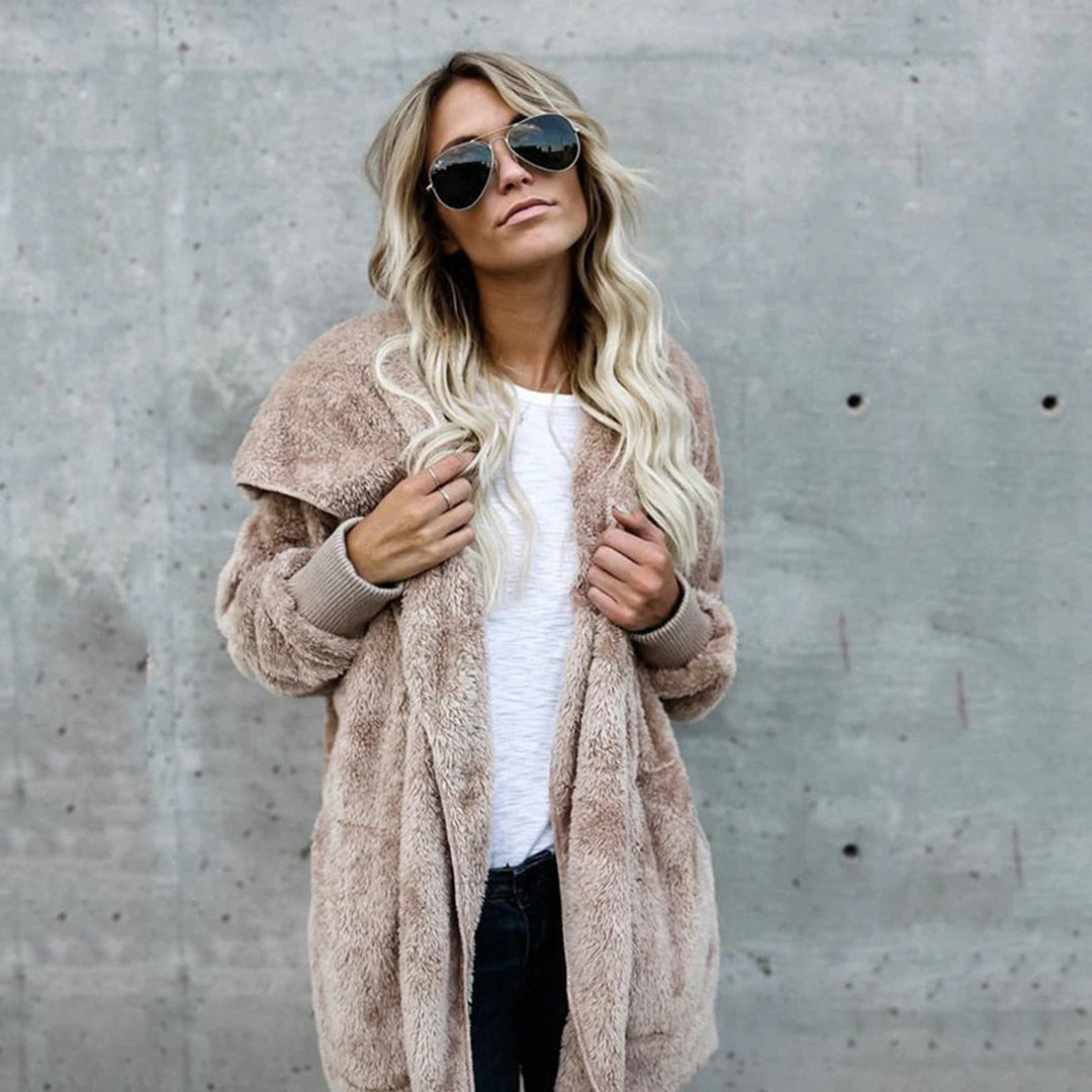 Miraolde | Women's Long Reversible Fleece Hooded Cardigan