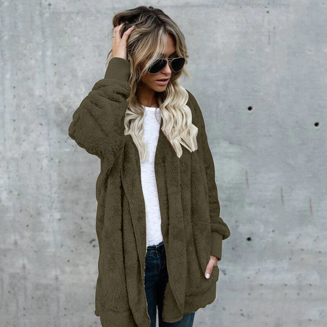 Miraolde | Women's Long Reversible Fleece Hooded Cardigan