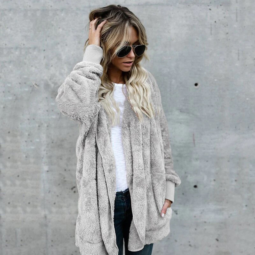 Miraolde | Women's Long Reversible Fleece Hooded Cardigan