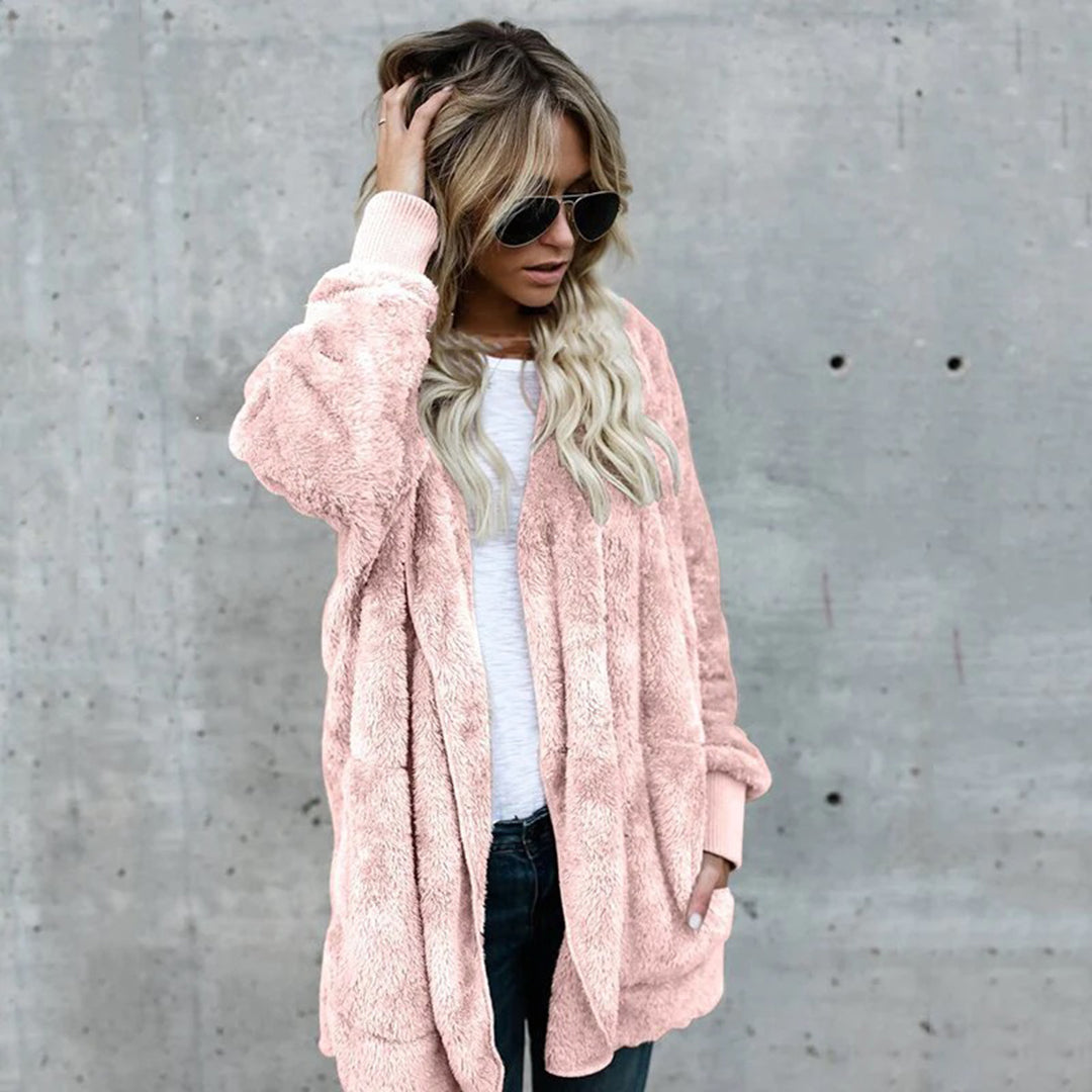 Miraolde | Women's Long Reversible Fleece Hooded Cardigan