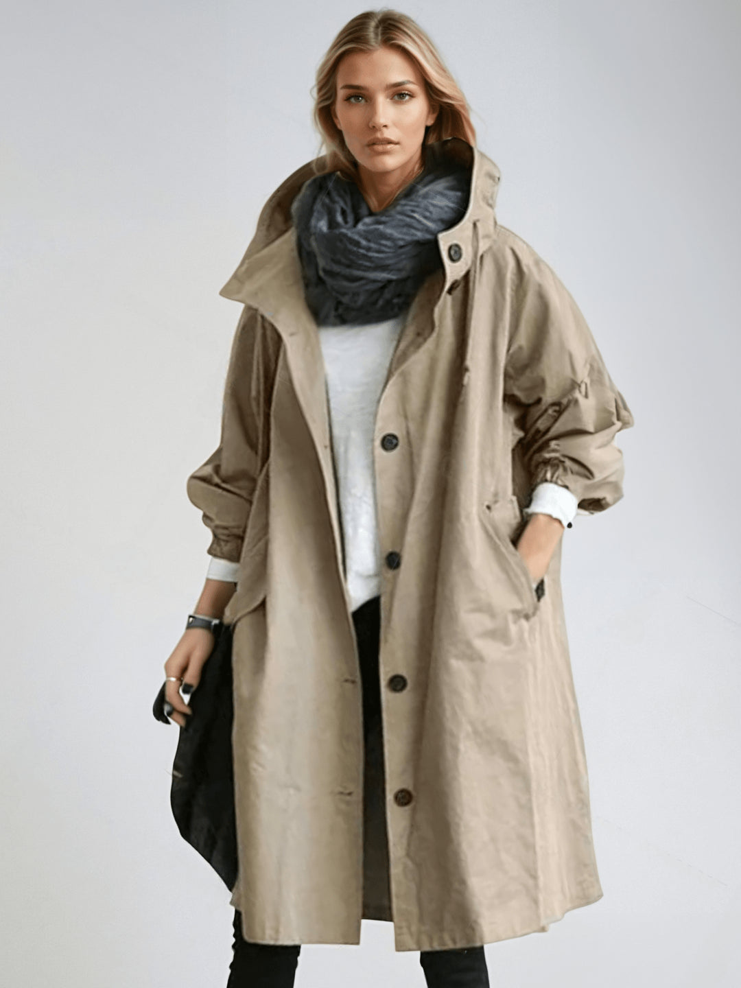 Miraora | Women's Packable Hooded Jacket – Lightweight Longline Coat — Brown