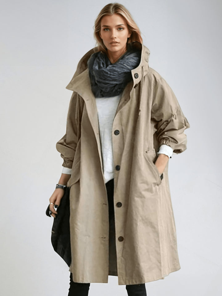 Miraora | Women's Packable Hooded Jacket – Lightweight Longline Coat — Brown