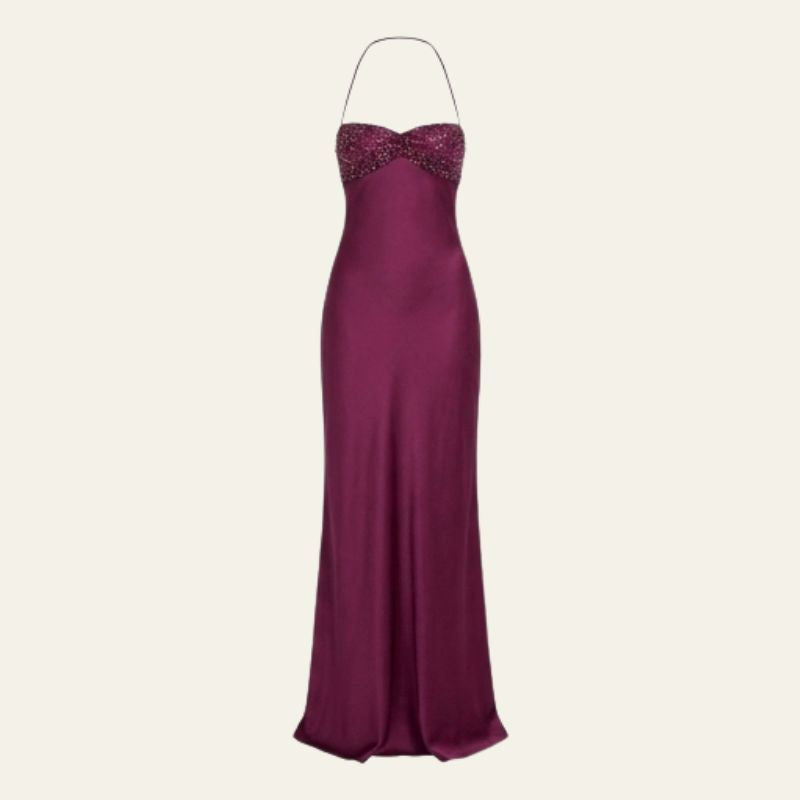 Nadia | Women's Wedding Guest Elegant The Verona Satin-Finish Maxi Dress Dresses — 1