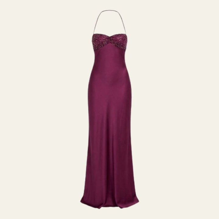 Nadia | Women's Wedding Guest Elegant The Verona Satin-Finish Maxi Dress Dresses — 1