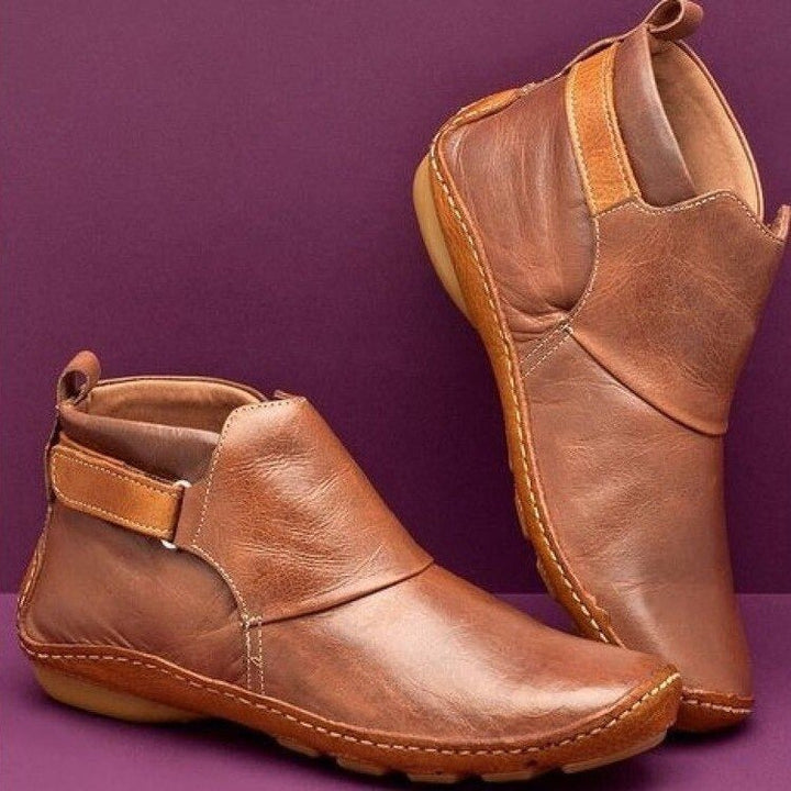 Nevaoura | Women's Comfortable Leather Strap Ankle Boots — 1