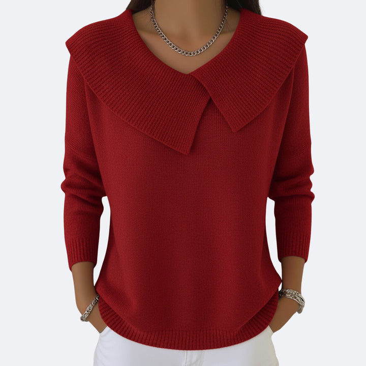 Nevareth | Women's Knit Cozy Warm Sweater with Soft Collar — 1