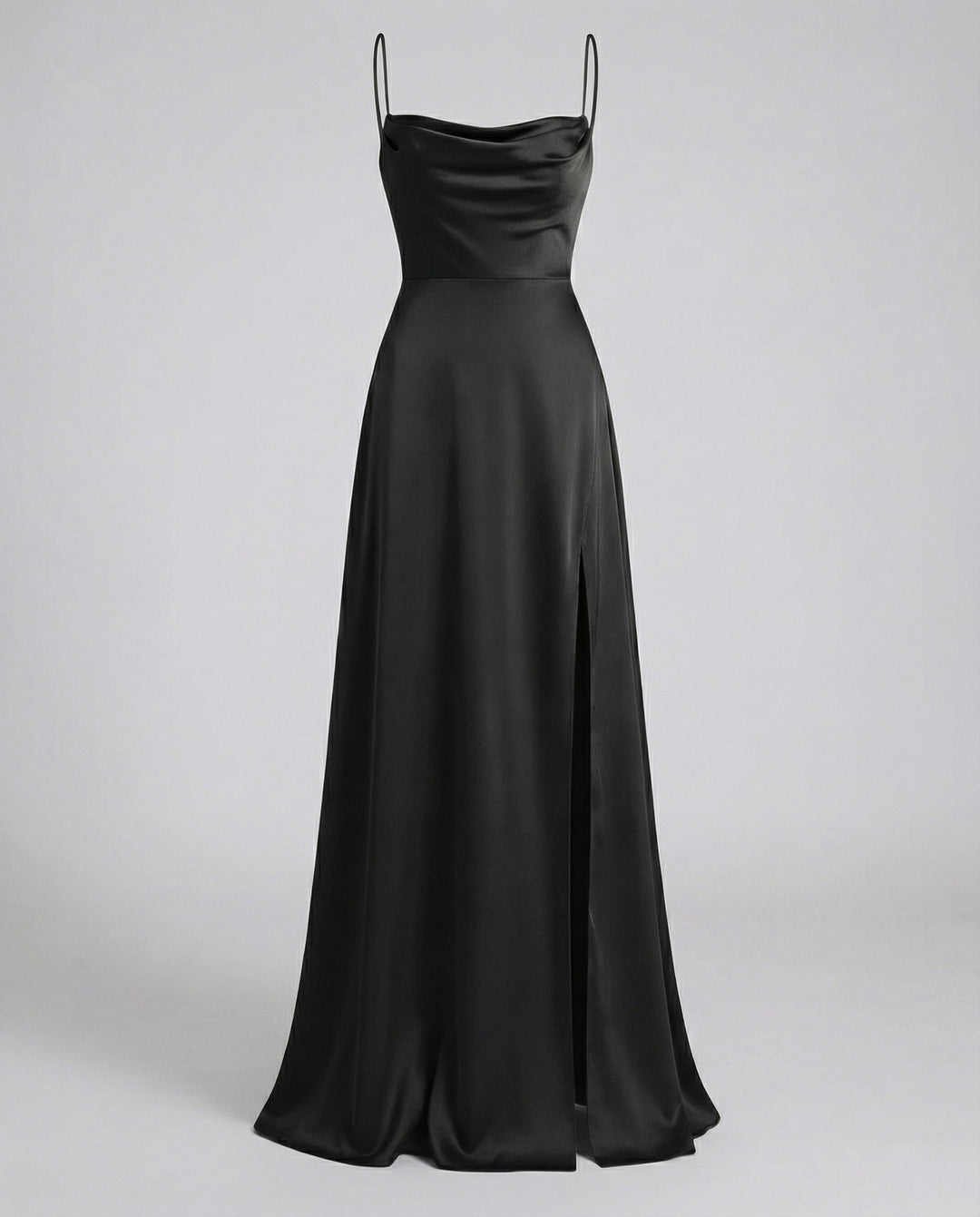 Nevariel | Women's Elegant Cowl Neck Evening Maxi Dress — Black