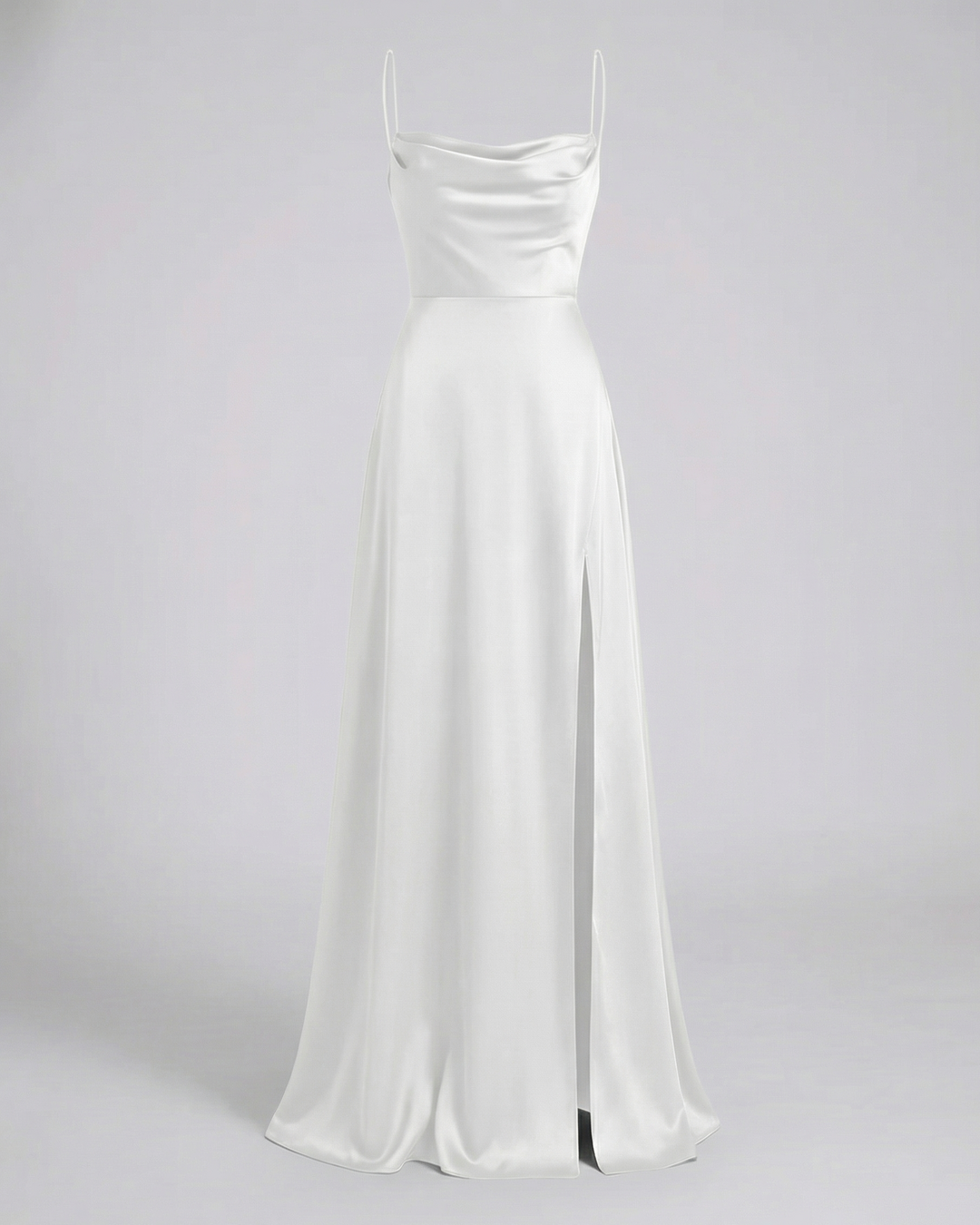 Nevariel | Women's Elegant Cowl Neck Evening Maxi Dress — White