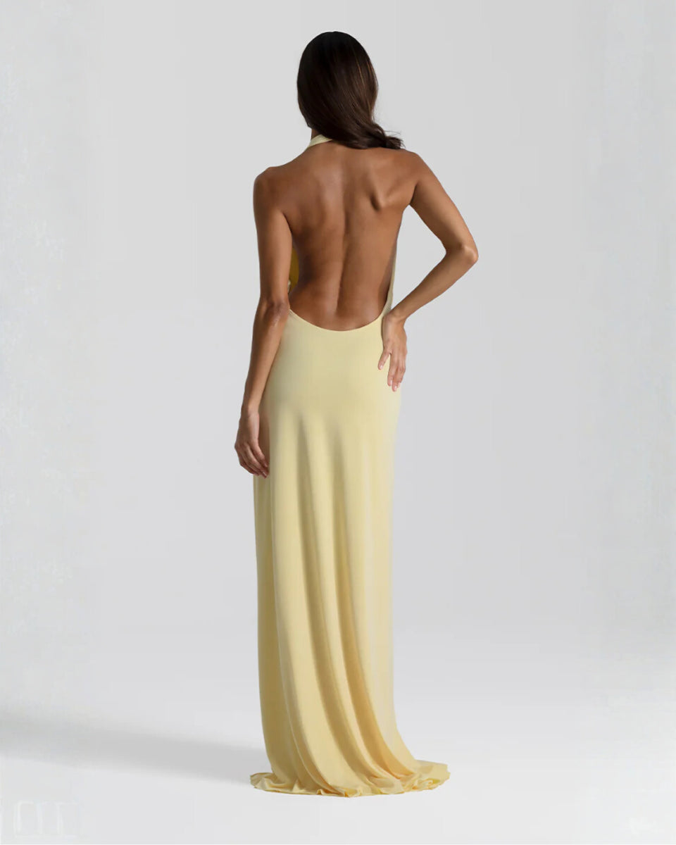 Nicoletta | Women's Wedding Guest Elegant Halter Neck Backless Maxi Dress Dresses — 2