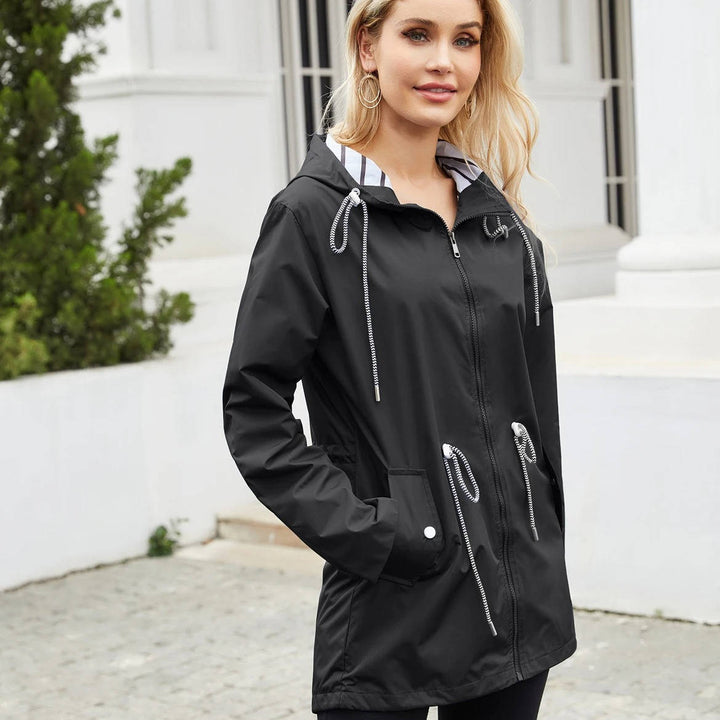 Ninonanthe | Women's Waterproof Rain Jacket with Pockets — Black